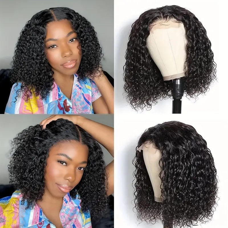 Amazon Hot Selling Lace Wig Women's Small Curl Short Curly Hair Explosion Head Black Universal Full Headset in Stock