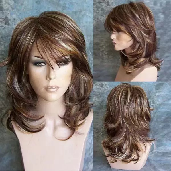 Cross border hot selling women's wigs from Europe and America, new mixed color long curly hair, popular on AliExpress, gradient color one-piece hair replacement Cross border hot selling women's wigs from Europe and America, new mixed color long curly hair, popular on AliExpress, gradient color one-piece hair replacement
