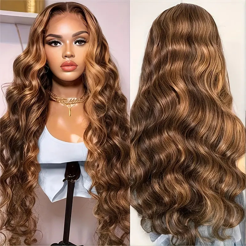 13 * 4 Front Lace Wig Women's Big Wave Pickled Long Curled Hair Fluffy Full Headset