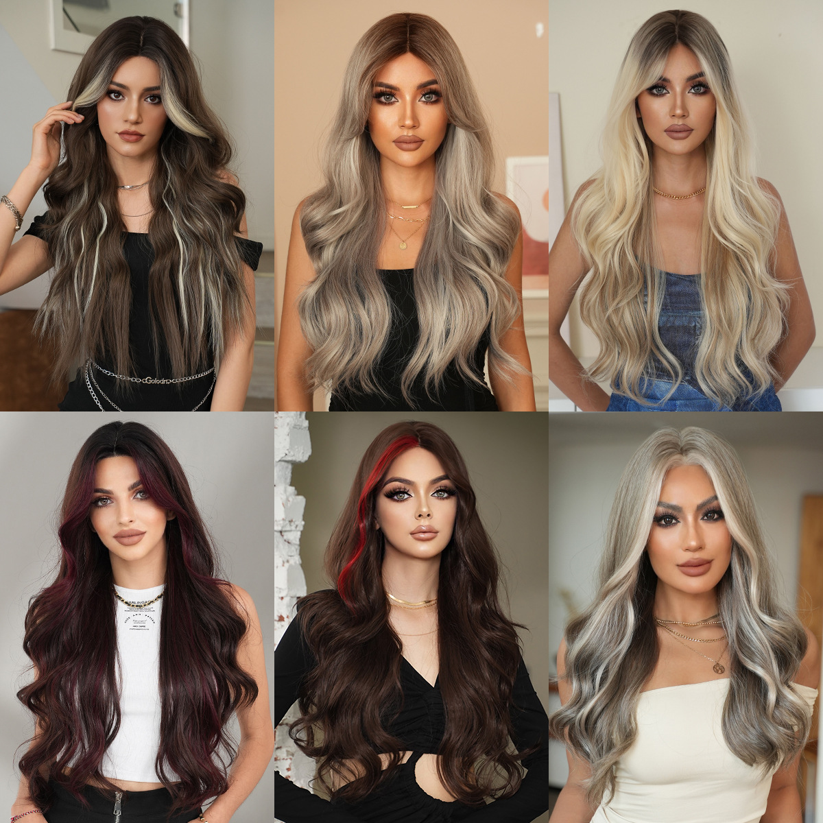 High quality small lace wig for women, full head, forehead, hand hook, natural long curly hair, big wave wig, headband wholesale