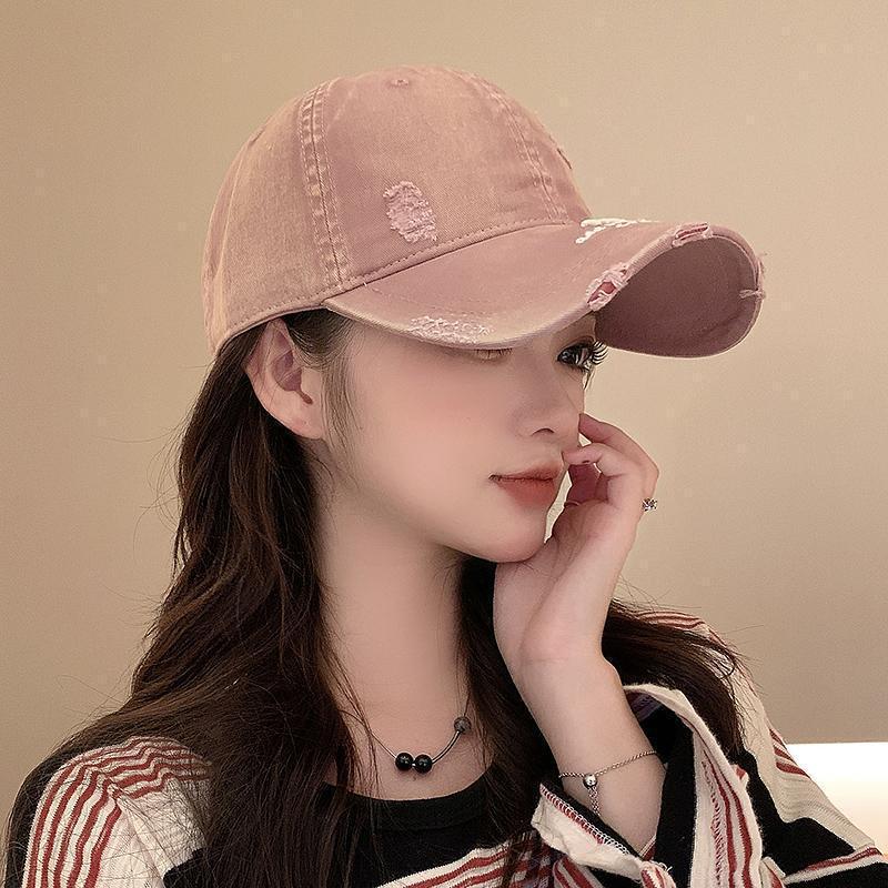 Retro washed letter baseball cap for women, trendy hip-hop, versatile, soft top curved brim baseball cap, spring/summer new style hat Retro washed letter baseball cap for women, trendy hip-hop, versatile, soft top curved brim baseball cap, spring/summer new style hat