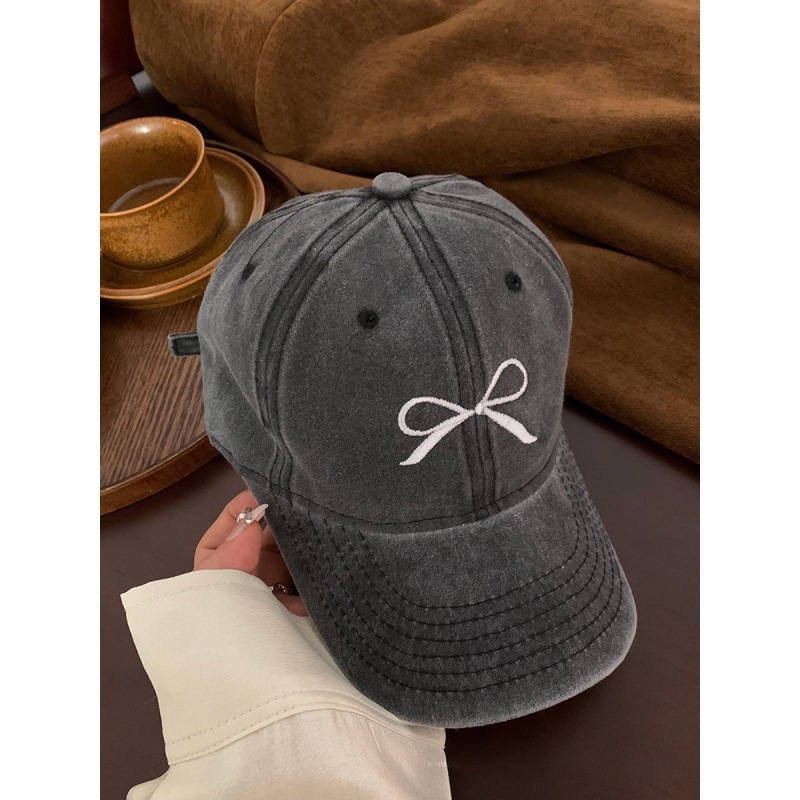 Lemon Deep Bow Embroidered Baseball Hat for Women 2024 Spring New Collection Washed Old American Retro Wide brimmed Face Covering Duck Lemon Deep Bow Embroidered Baseball Hat for Women 2024 Spring New Collection Washed Old American Retro Wide brimmed Face Covering Duck