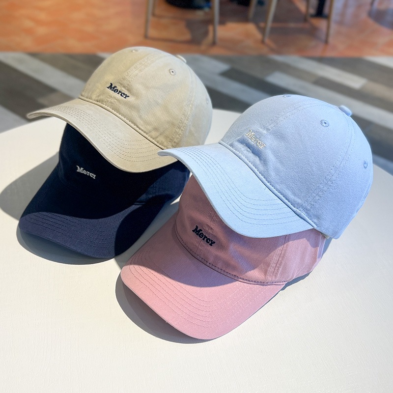 Simplified small label letter Korean embroidered baseball cap for women, big head circumference, washed soft top duck tongue hat for men, versatile and handsome Simplified small label letter Korean embroidered baseball cap for women, big head circumference, washed soft top duck tongue hat for men, versatile and handsome