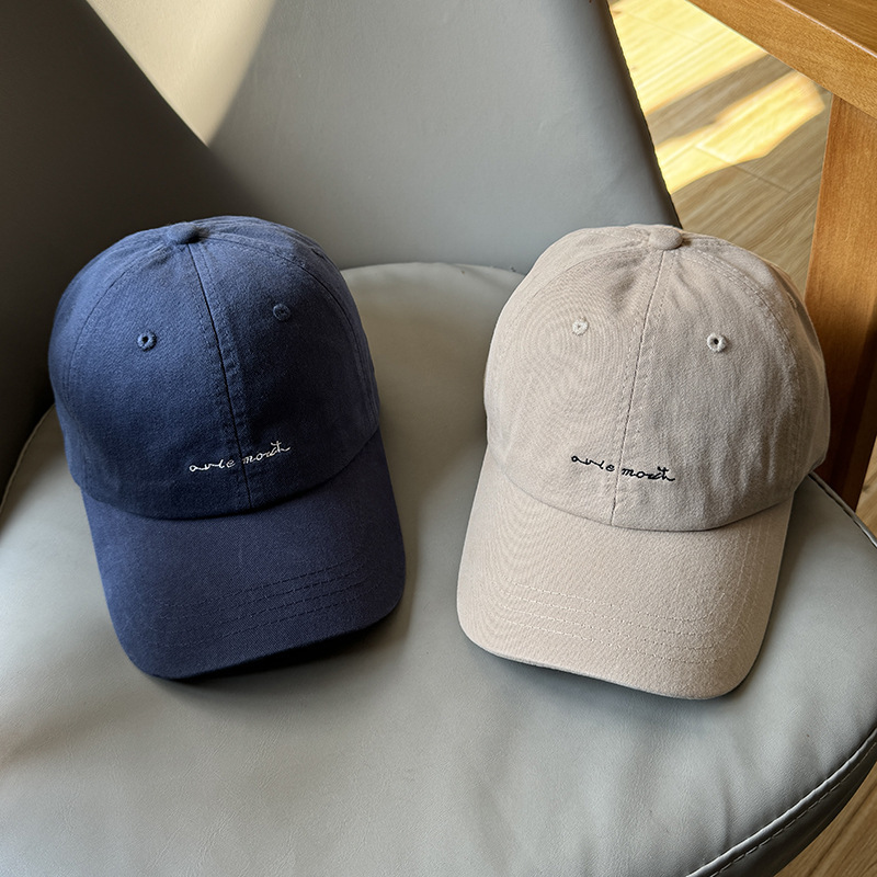 American 2025 New Alphabet Soft Top Embroidered Baseball Hat for Women, Small Face, Casual, Versatile Sunshade Duck Tongue Hat, Trendy Men