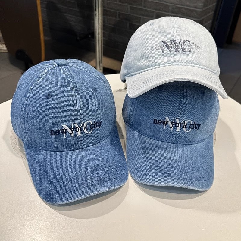 New American Retro Cowboy Baseball Hat for Women Spring/Summer NYC Alphabet Embroidered Duck Tongue Hat for Men Sunscreen and Sunshade Hat