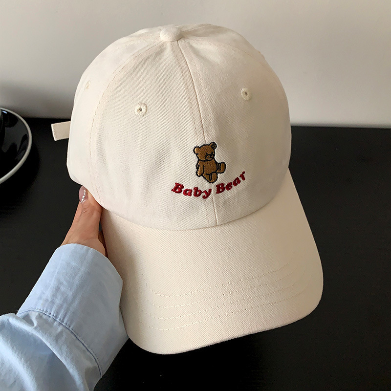 New Cute Little Bear Embroidered Blue Baseball Hat Women's Big Head Circumference Hat Wide brim Big Face Look Small Duck Tongue Hat New Cute Little Bear Embroidered Blue Baseball Hat Women's Big Head Circumference Hat Wide brim Big Face Look Small Duck Tongue Hat