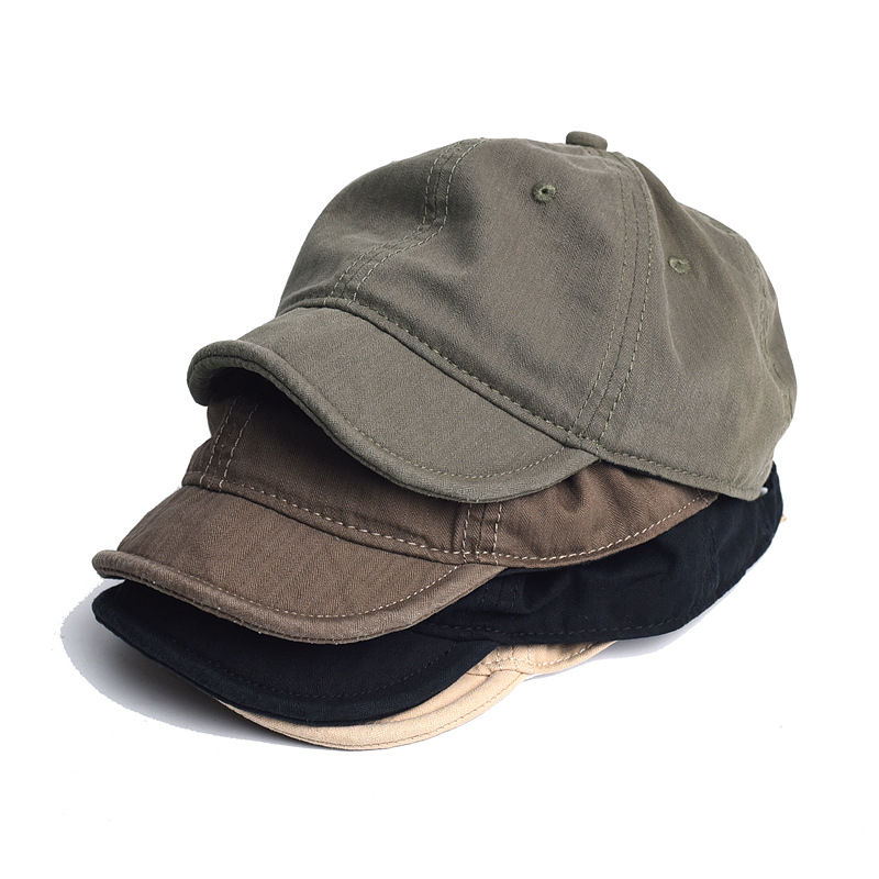 American retro short brimmed duckbill cap, Amikaji soft brimmed baseball cap, washed and worn soft top workwear hat trend