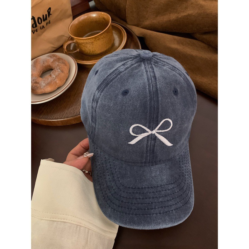 Lemon Deep Bow Embroidered Baseball Hat for Women 2024 Spring New Collection Washed Old American Retro Wide brimmed Face Covering Duck Lemon Deep Bow Embroidered Baseball Hat for Women 2024 Spring New Collection Washed Old American Retro Wide brimmed Face Covering Duck