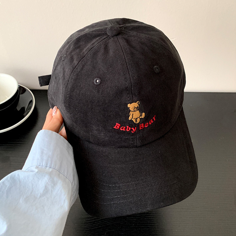 New Cute Little Bear Embroidered Blue Baseball Hat Women's Big Head Circumference Hat Wide brim Big Face Look Small Duck Tongue Hat New Cute Little Bear Embroidered Blue Baseball Hat Women's Big Head Circumference Hat Wide brim Big Face Look Small Duck Tongue Hat
