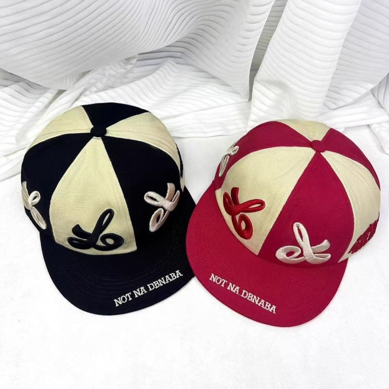 American color blocked embroidered letter flat brimmed duckbill hat for men and women, street hip-hop niche hat, big head circumference baseball hat