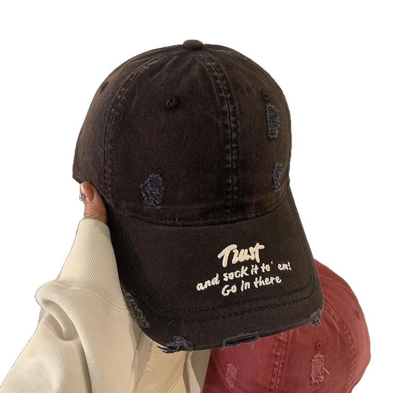 Retro washed letter baseball cap for women, trendy hip-hop, versatile, soft top curved brim baseball cap, spring/summer new style hat Retro washed letter baseball cap for women, trendy hip-hop, versatile, soft top curved brim baseball cap, spring/summer new style hat