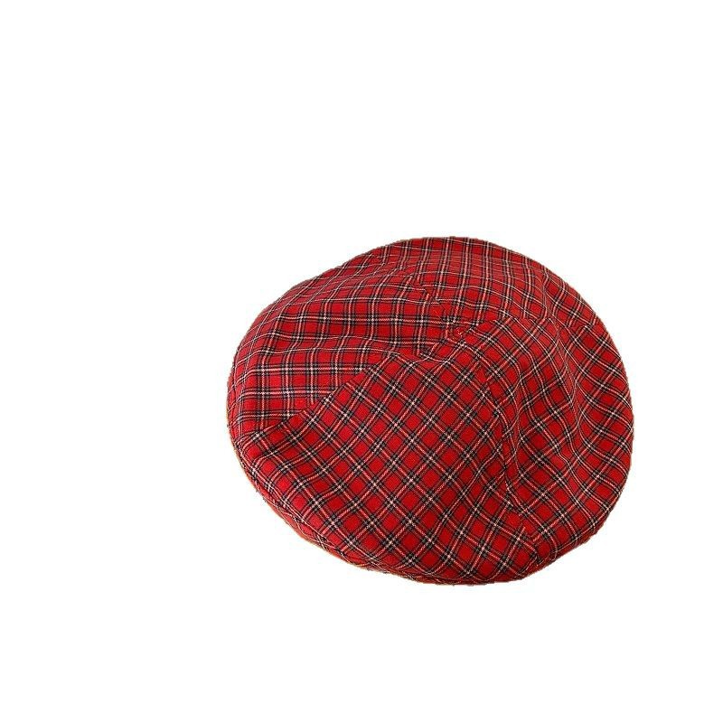 Hat Women's Japanese Retro Checkered Beret Summer Thin Breathable Painter's Hat Versatile Soft Girl Cute Octagonal Hat Hat Women's Japanese Retro Checkered Beret Summer Thin Breathable Painter's Hat Versatile Soft Girl Cute Octagonal Hat