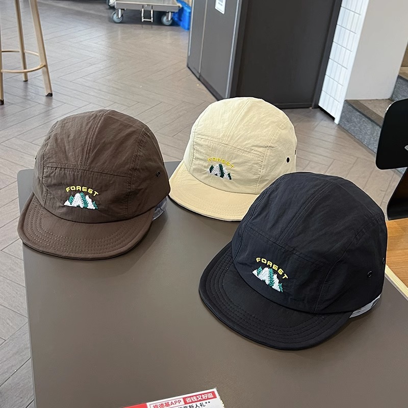 Japanese style quick drying short brimmed baseball hat for women, street soft brimmed five piece small mountain sun hat, outdoor duckbill hat, men's trendy