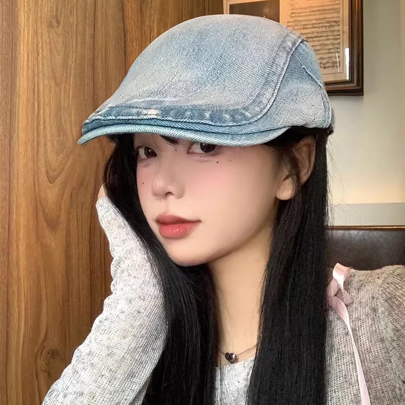 Minimalist Retro Postmodern Artist Black Forward Hat Painter Beret Cool Female Trampoline Hat Duck Tongue Hat Cotton