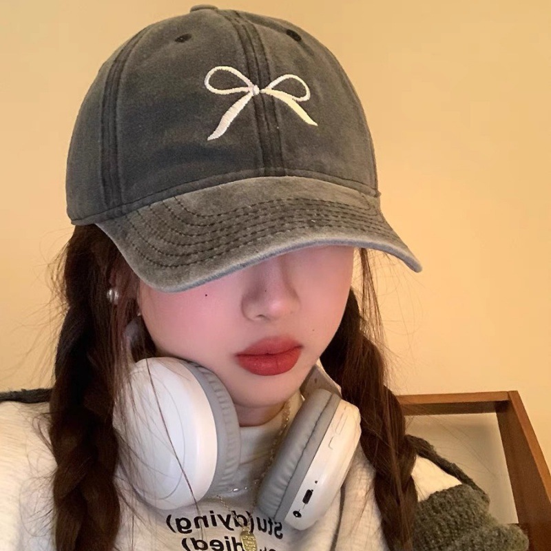 Lemon Deep Bow Embroidered Baseball Hat for Women 2024 Spring New Collection Washed Old American Retro Wide brimmed Face Covering Duck Lemon Deep Bow Embroidered Baseball Hat for Women 2024 Spring New Collection Washed Old American Retro Wide brimmed Face Covering Duck