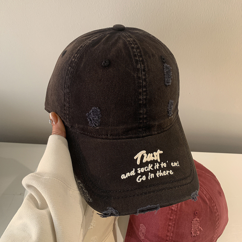 Retro washed letter baseball cap for women, trendy hip-hop, versatile, soft top curved brim baseball cap, spring/summer new style hat Retro washed letter baseball cap for women, trendy hip-hop, versatile, soft top curved brim baseball cap, spring/summer new style hat