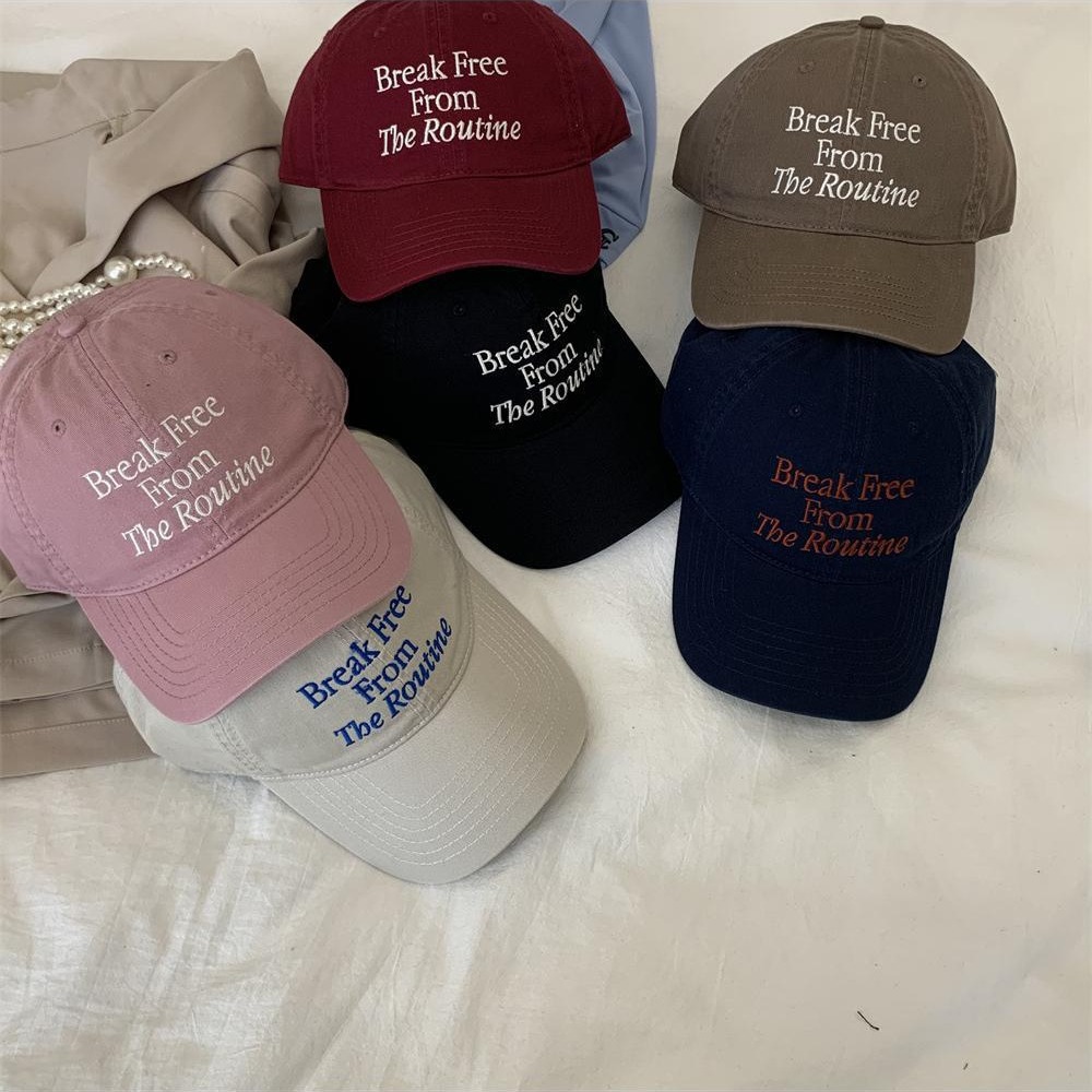 Retro coffee~Ins soft top Korean version versatile letter embroidery face enhancing small baseball cap women's cotton sun protection duckbill cap