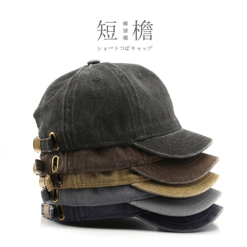 Japanese street personality men's solid color light plate short eave baseball cap outdoor sports women's sun protection hat duck tongue MJ