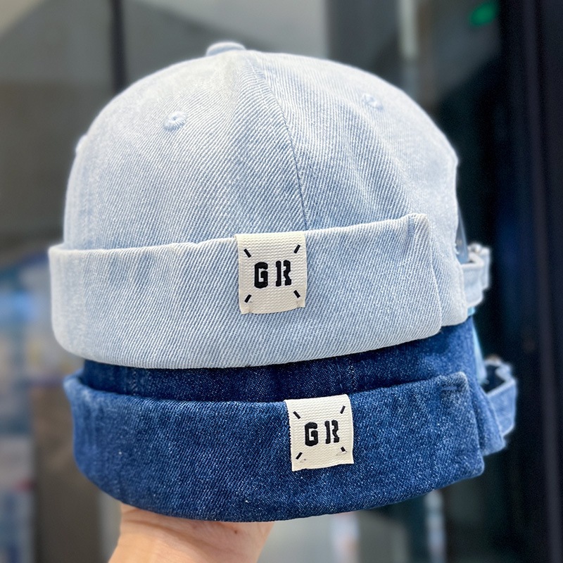Japanese washed denim melon skin hat, fashionable adhesive cloth landlord hat, men's and women's hip-hop yuppie hat, French sailor hat, trendy