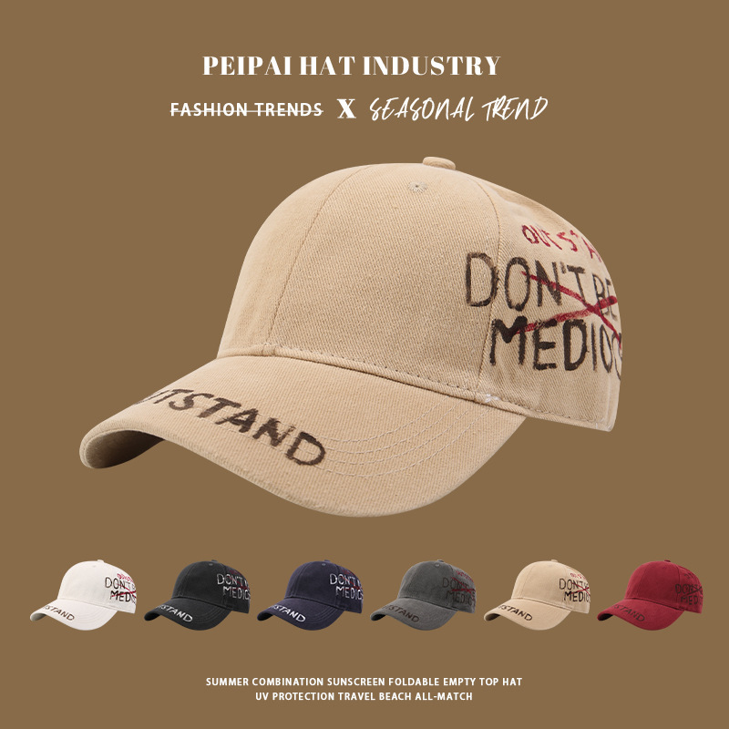 Personalized and versatile street letter graffiti printed washed baseball cap, American versatile outdoor casual sunshade duckbill cap