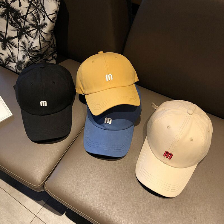 Ins Hat Women's Summer Fashion Simple M-letter Embroidered Baseball Hat Men's Versatile Curved brimmed Sunshade Hat Korean Version Duck Tongue Hat