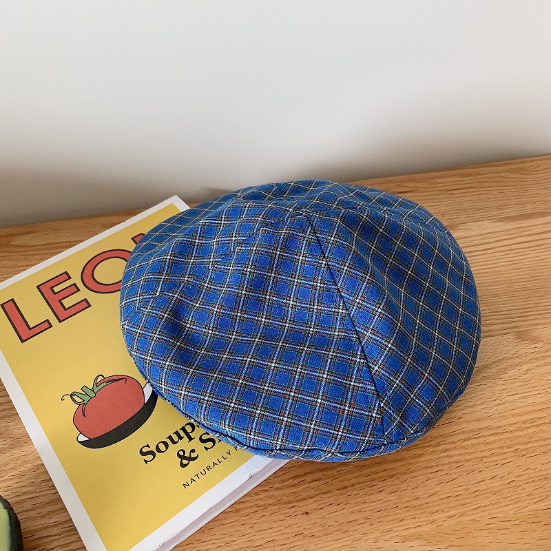 Hat Women's Japanese Retro Checkered Beret Summer Thin Breathable Painter's Hat Versatile Soft Girl Cute Octagonal Hat Hat Women's Japanese Retro Checkered Beret Summer Thin Breathable Painter's Hat Versatile Soft Girl Cute Octagonal Hat