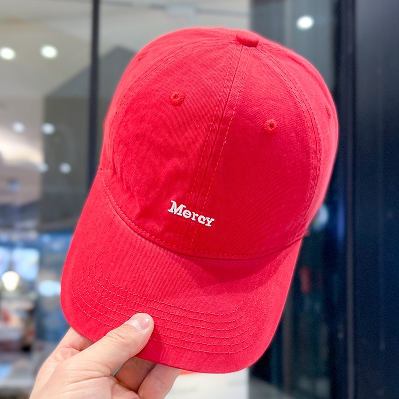 Simplified small label letter Korean embroidered baseball cap for women, big head circumference, washed soft top duck tongue hat for men, versatile and handsome Simplified small label letter Korean embroidered baseball cap for women, big head circumference, washed soft top duck tongue hat for men, versatile and handsome