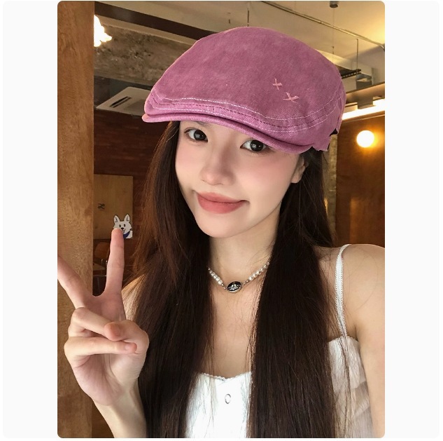 American Cowboy Forward Hat for Women 2025 New Style Vintage Fashion Big Head Circumference Face Show Duckling Tongue Beret Hat