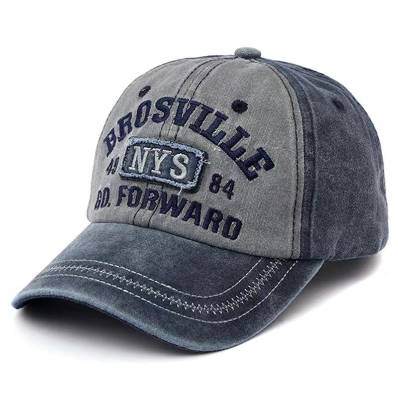 Vintage NYS English letter embroidered duckbill cap, fashionable and personalized, retro soft top, unisex, washed cotton, outdoor