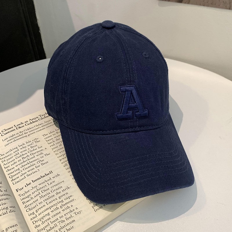 American retro letter baseball cap for women, enlarged, deepened, wide brim, duckbill cap, versatile, big head circumference, face enhancing, small hat