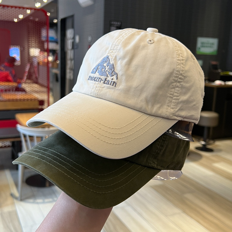 Outdoor baseball cap, duck tongue mountain peak, men's and women's sports embroidery, couple's high-quality pure cotton style trendy duck tongue cap, sunny