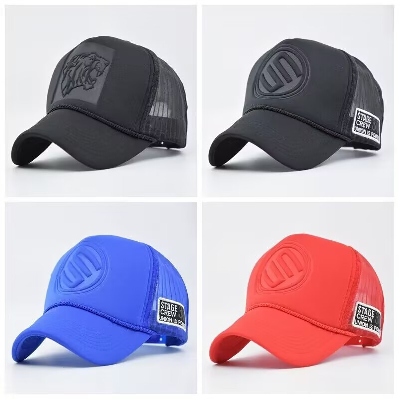 New Tiger Embossed Versatile Mesh Hat Spring and Summer Solid Color Truck Hat Truck Hat Male and Female Couple Duck Tongue Hat