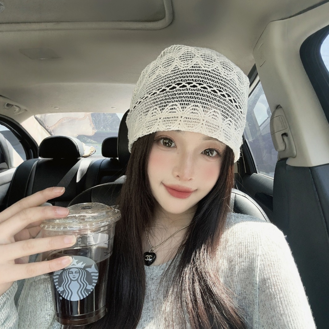 2025 new handmade hollow pile cap children's summer thin style pullover cap cold hat artistic style versatile head cap