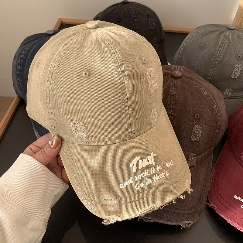 Retro washed letter baseball cap for women, trendy hip-hop, versatile, soft top curved brim baseball cap, spring/summer new style hat Retro washed letter baseball cap for women, trendy hip-hop, versatile, soft top curved brim baseball cap, spring/summer new style hat