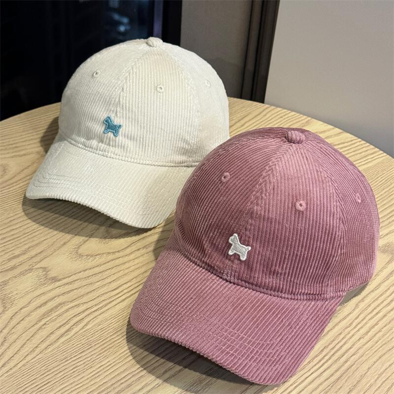New letter embroidery corduroy pony casual men's and women's spring and autumn soft top baseball caps travel sun shading hats trendy