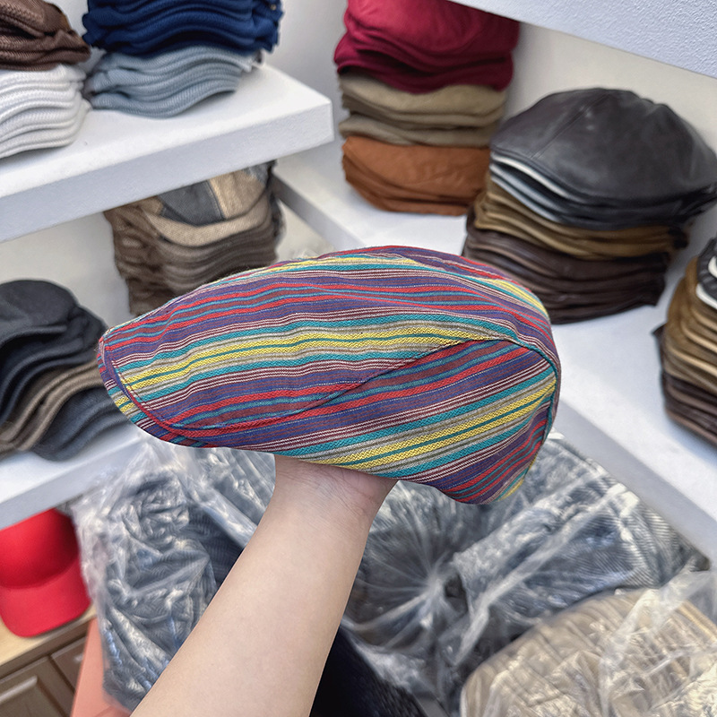 Wholesale of South Korean 2025 new Japanese retro plaid reverse front hat for women with big head circumference and face display, small Bailey hat