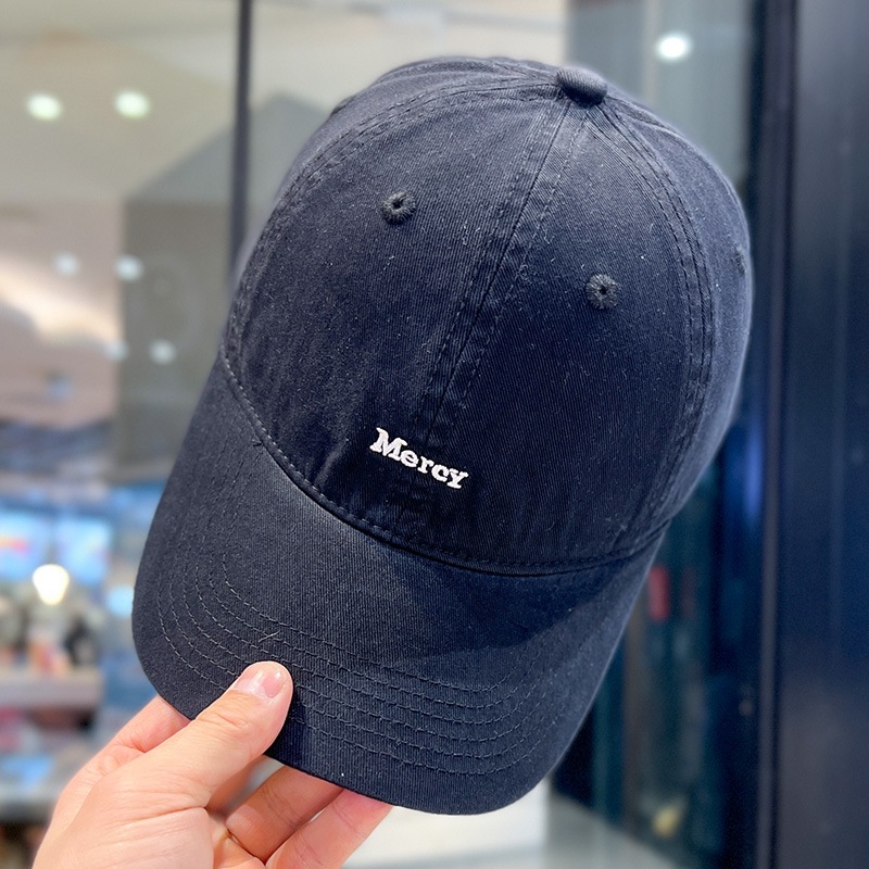 Simplified small label letter Korean embroidered baseball cap for women, big head circumference, washed soft top duck tongue hat for men, versatile and handsome Simplified small label letter Korean embroidered baseball cap for women, big head circumference, washed soft top duck tongue hat for men, versatile and handsome