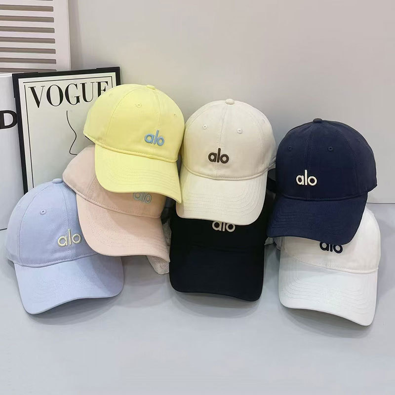 Hot selling Alo soft top casual duckbill cap for couples, versatile candy colored face enhancing hat, small sun protection, windproof and sunshade hat