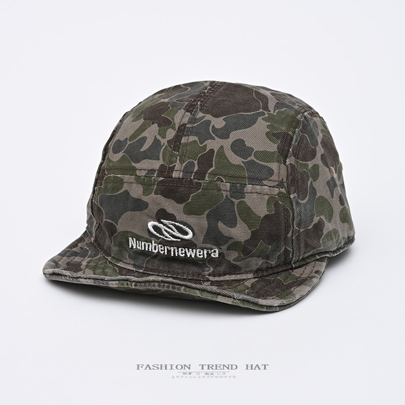 Retro niche functional style camouflage baseball cap, men's and women's hip-hop short flat brimmed hat, outdoor workwear, duckbill cap, trendy foreign trade