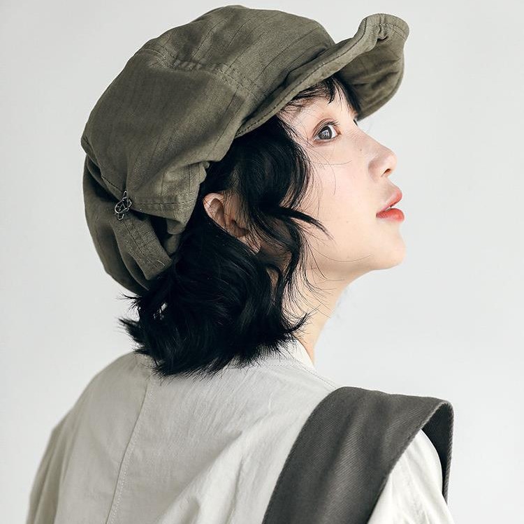 Spring and Autumn New Designer's Own Large Edition Face Showing Small Japanese Artistic Hat Female Retro Painter Beret