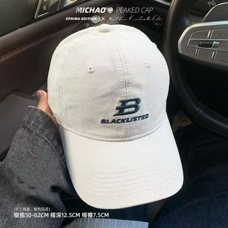 2025 New Embroidered Letter Baseball Hat for Women, Spring and Summer Sunshade Hat, Big Head, Versatile, Soft Top, Duck Tongue Hat for Men