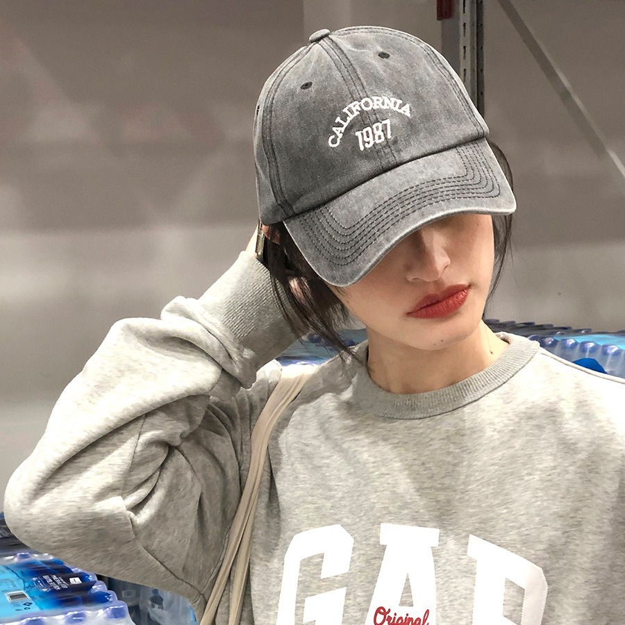 Korean retro washed baseball cap for women, versatile for spring and summer, suitable for couples to show off their faces, small shade, duckbill cap for men, trendy Instagram