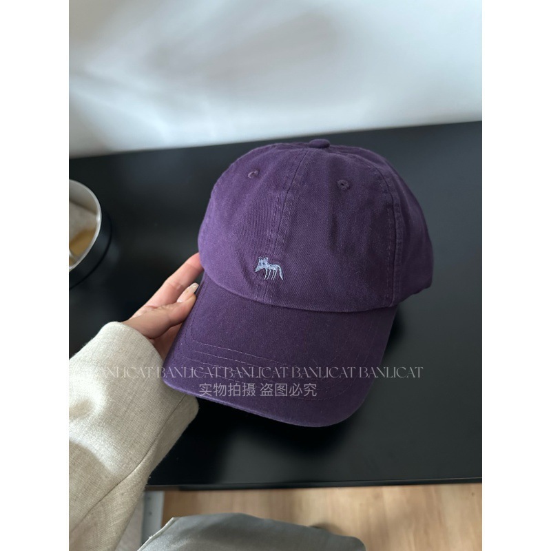 Korean Order Four Seasons Embroidered Fox Cotton Baseball Hats Men's and Women's Wide brims Show Face Small Duck Tongue Hats Sunshade