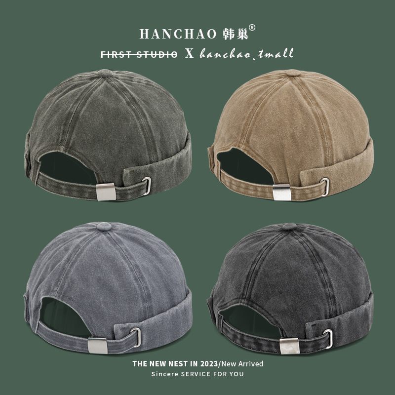 China-Chic old cold hat brimless melon skin hat men's female yuppie hat fashion brand sailor landlord hat watermelon hat fashion brand