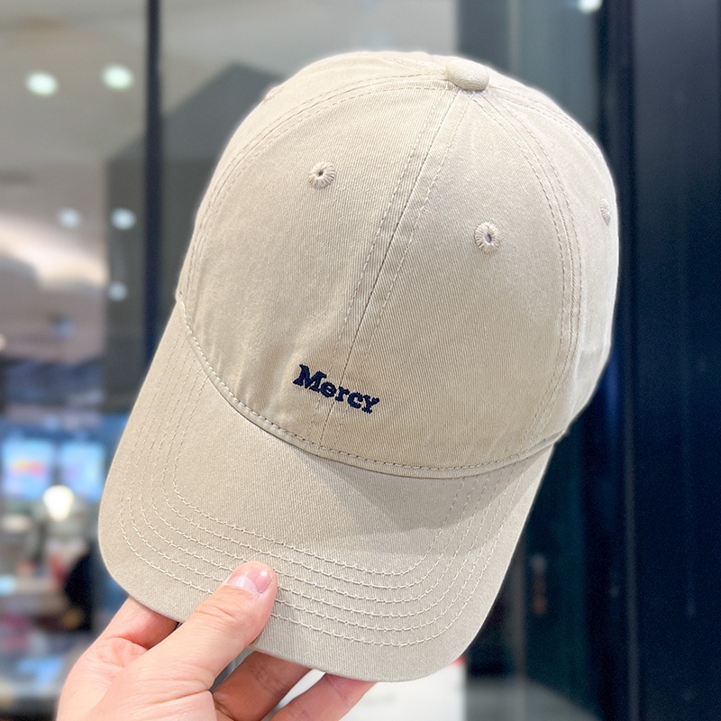 Simplified small label letter Korean embroidered baseball cap for women, big head circumference, washed soft top duck tongue hat for men, versatile and handsome Simplified small label letter Korean embroidered baseball cap for women, big head circumference, washed soft top duck tongue hat for men, versatile and handsome