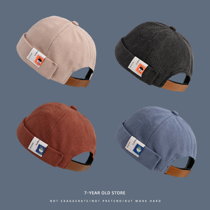 Japanese street hip-hop brimless melon skin hat, children's student street retro landlord hat, Korean version fashionable yuppie hat, male