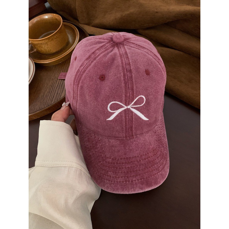 Lemon Deep Bow Embroidered Baseball Hat for Women 2024 Spring New Collection Washed Old American Retro Wide brimmed Face Covering Duck Lemon Deep Bow Embroidered Baseball Hat for Women 2024 Spring New Collection Washed Old American Retro Wide brimmed Face Covering Duck