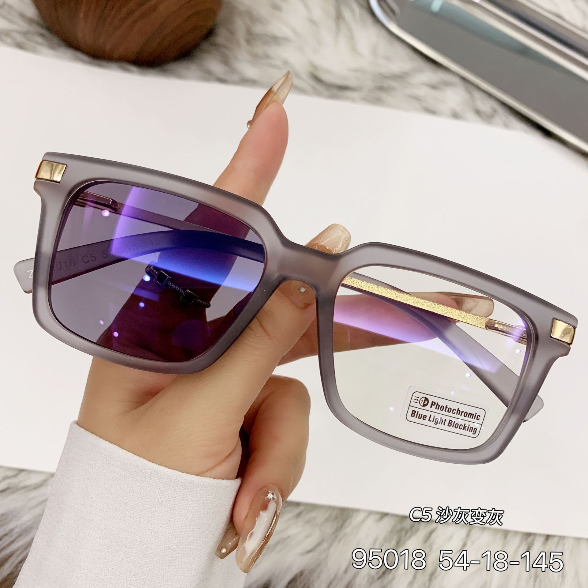 Light sensitive color changing optical frame sunglasses for men 2025 new European and American fashion box personalized high-end sunglasses for men