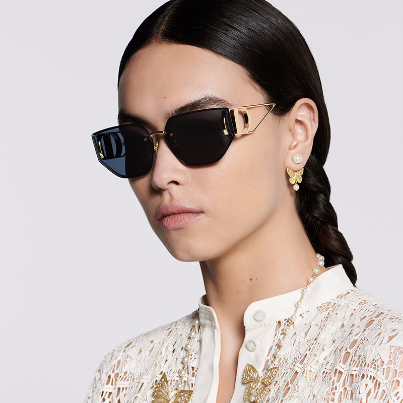 Glasses, sunglasses, European and American metal hollow out mirror legs, frameless sunglasses, women's high-end sense, big brand cross-border sunglasses