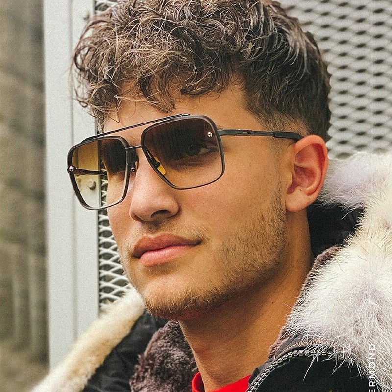 Box sunglasses men's fashion metal frameless cut edge sunglasses women's trendy plain glasses MACH SIX1261